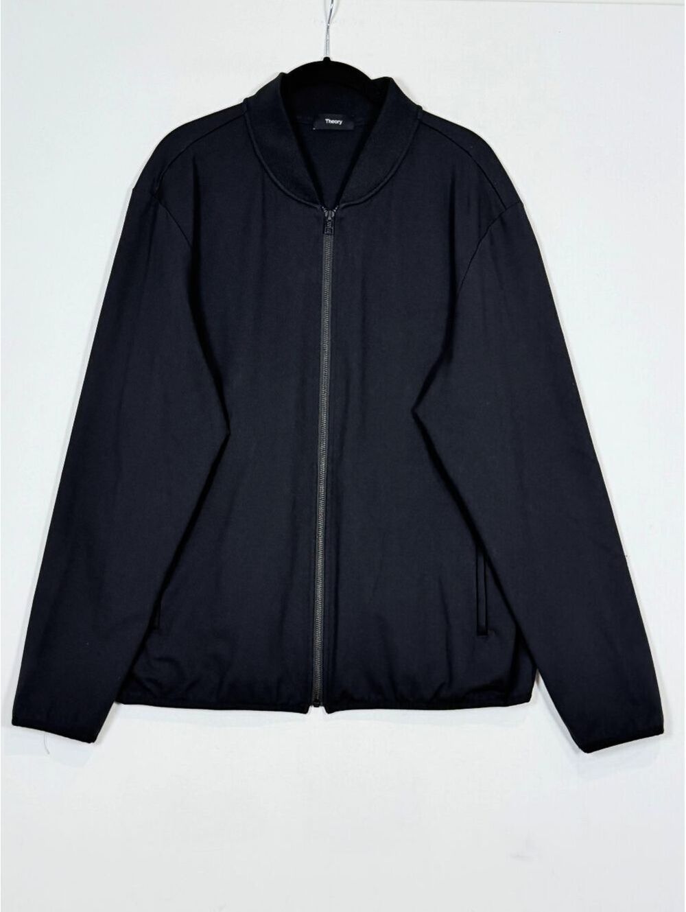 Theory Black Precision Ponte Zip Up Bomber Sweatshirt Track Jacket Men's XL